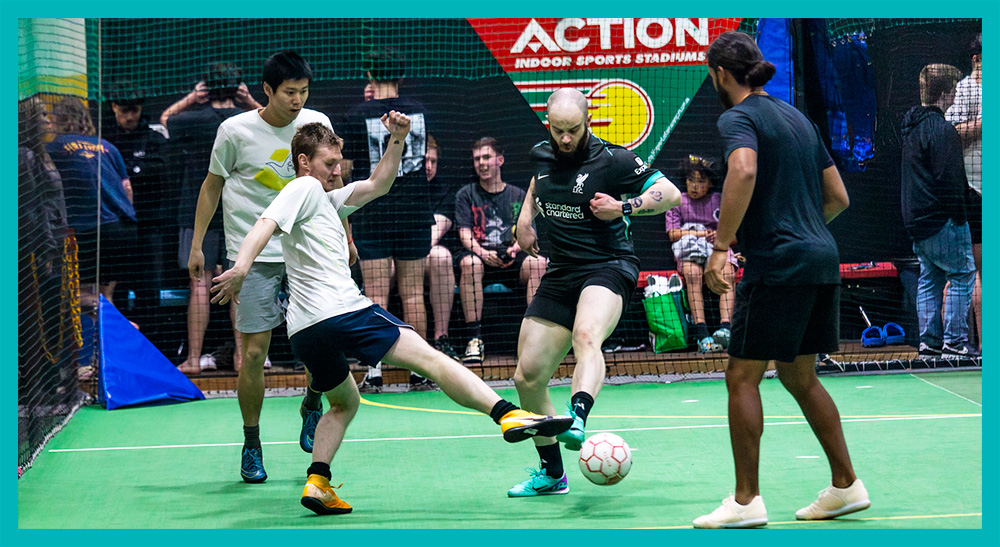 Beginner indoor soccer game at Ringwood Indoor Sports Centre, Melbourne