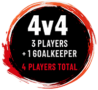 4v4 soccer format: three players and one goalkeeper