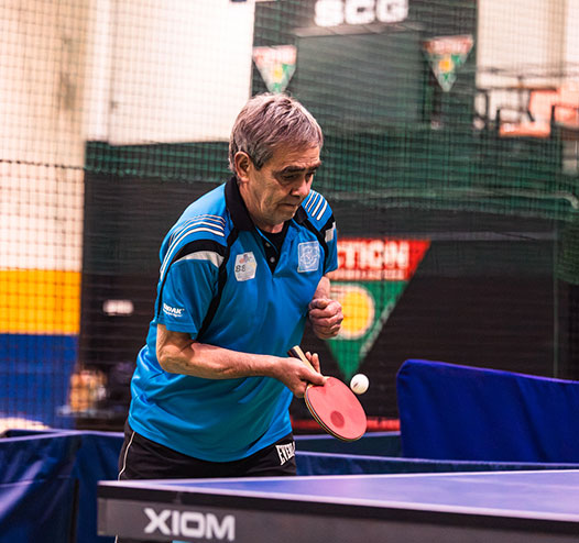 Player practising table tennis
